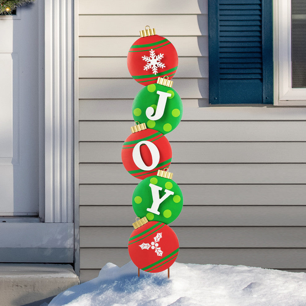42"H Metal JOY Ornament Yard Stake