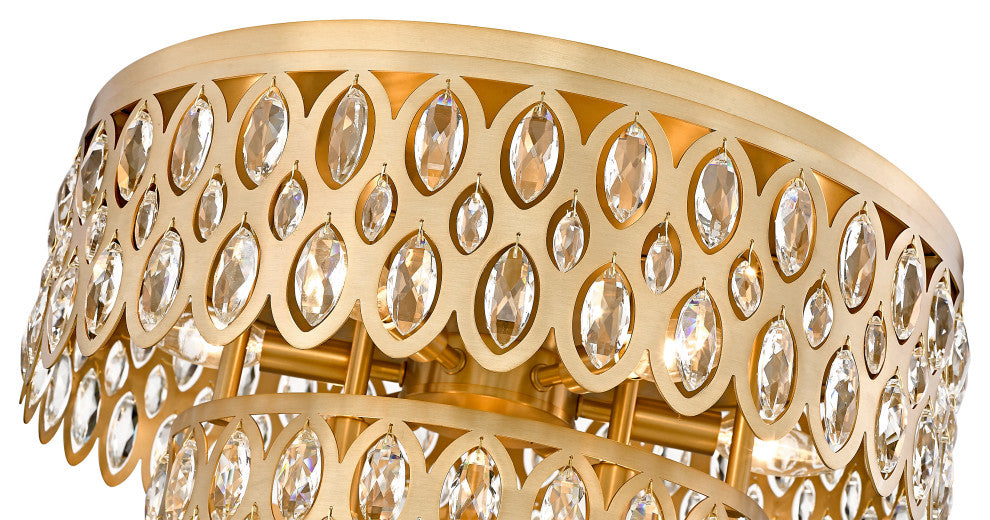 Zlite 822F20-HB 9-Light Flush Mount, Heirloom Brass