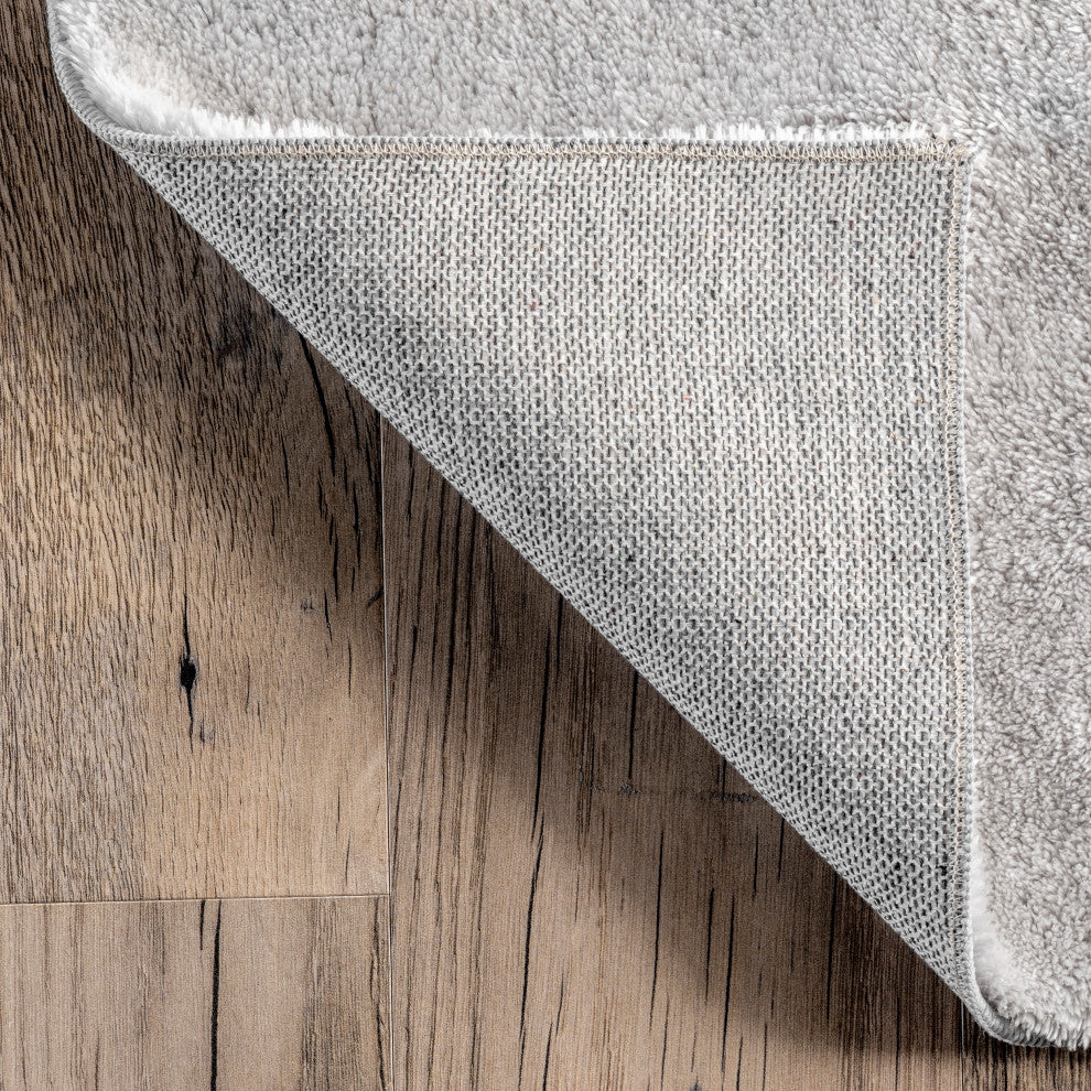 nuLOOM Loni Solid Machine Washable Shag Area Rug, Light Grey, 4'x6'