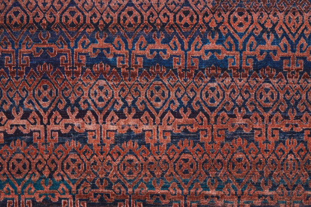 Welch Oriental Machine Washable Tan/Blue Rug, 5'3"x7'6"