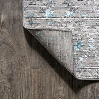 Ancient Faded Trellis Gray/Turquoise 2'x10' Runner Rug