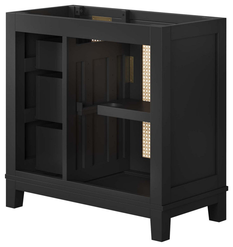Dixie 36" Solid Wood Bathroom Vanity Cabinet, Sink Basin Not Included, Black