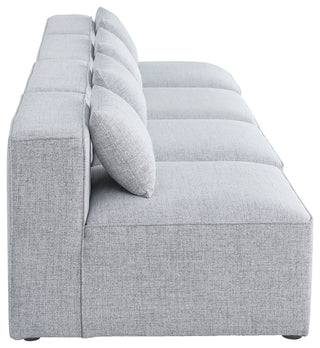 Cube Upholstered Modular Sofa, Gray, 4-Piece: 4 Armless Chair, Linen Texured Fabric