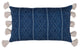 Navy Blue Machine Woven with Tassels Frawley Throw Pillow, 16" x 26"