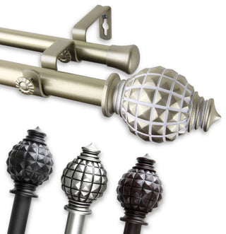 Nova 1" Double Curtain Rod, Mahogany, 120-170"