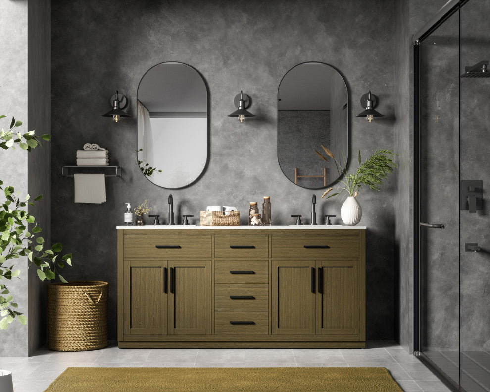 Home Living 72" Double Bathroom Vanity, Chestnut Brown