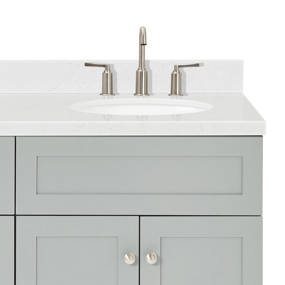 Ariel Hamlet 72" Double Oval Sink Bathroom Vanity, Carrara Quartz