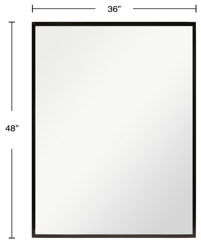 Black Aluminum Narrow Framed Mirror, 36x48