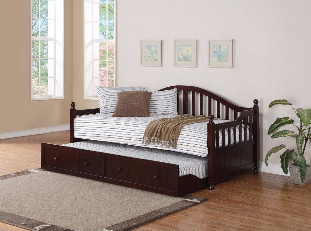 Benzara BM158125 Traditionally-Styled Wood Daybed with Trundle, Brown