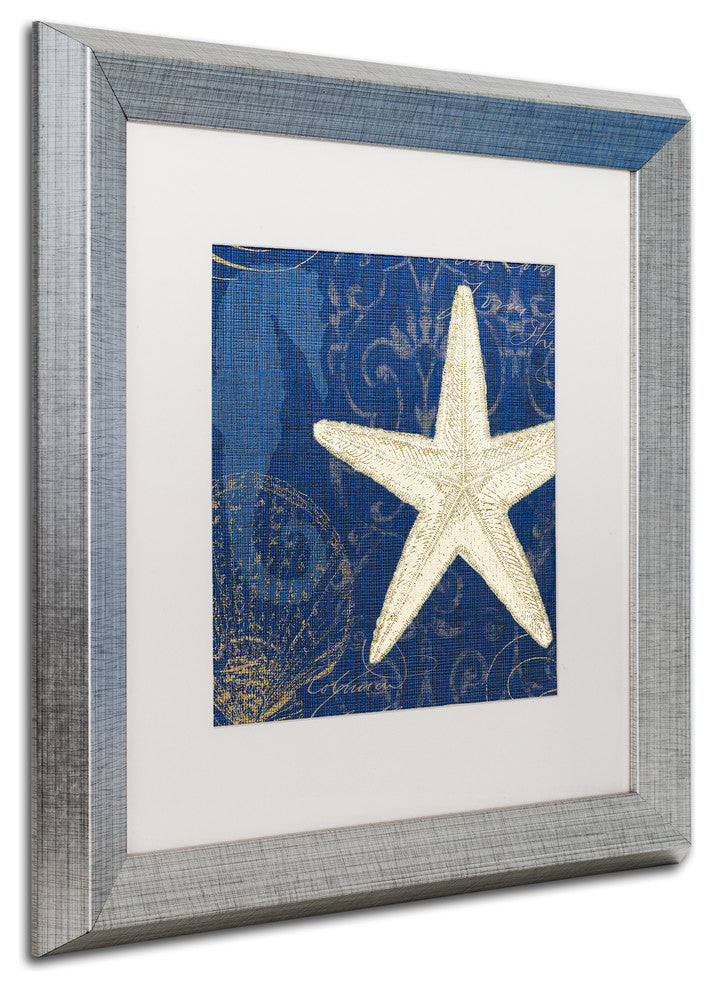 'Coastal Moonlight I Teal' Silver Framed Canvas Art by Pela Studio