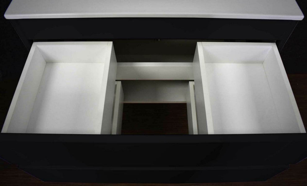 Salt 18Dx36" Floating Bathroom Vanity, Glossy Black, Cabinet Only