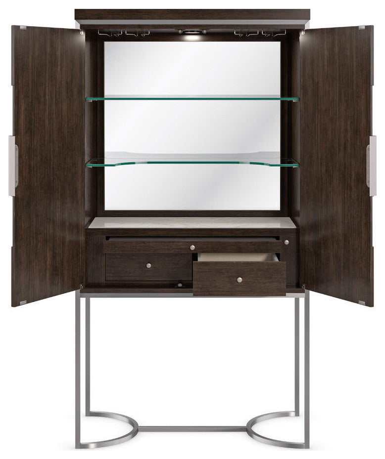 Smoked Modern Bar Cabinet