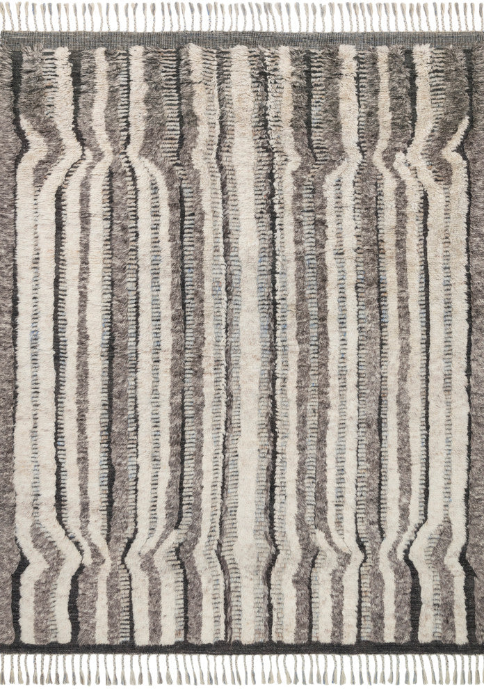 Loloi Hand Knotted Khalid KF-03 Stone / Charcoal Area Rug, 4''-0" X 6''-0"