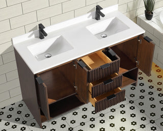 Ari Kitchen and Bath San Diego Bath Vanity, Walnut, 55", Double, Freestanding