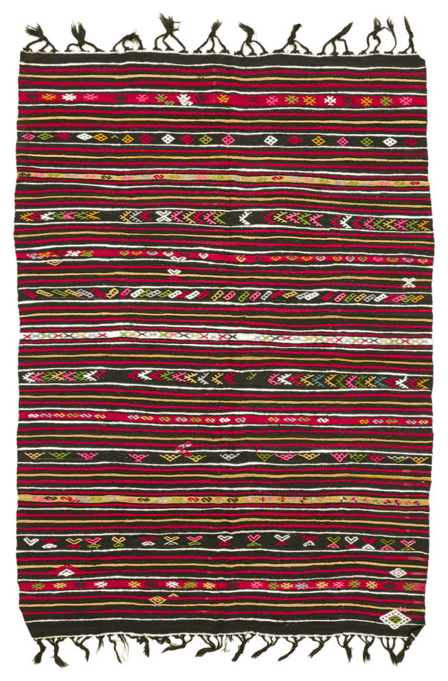 Rug N Carpet - Handmade Turkish 7' 9'' x 11' 1'' Vintage Goat Hair Kilim Rug