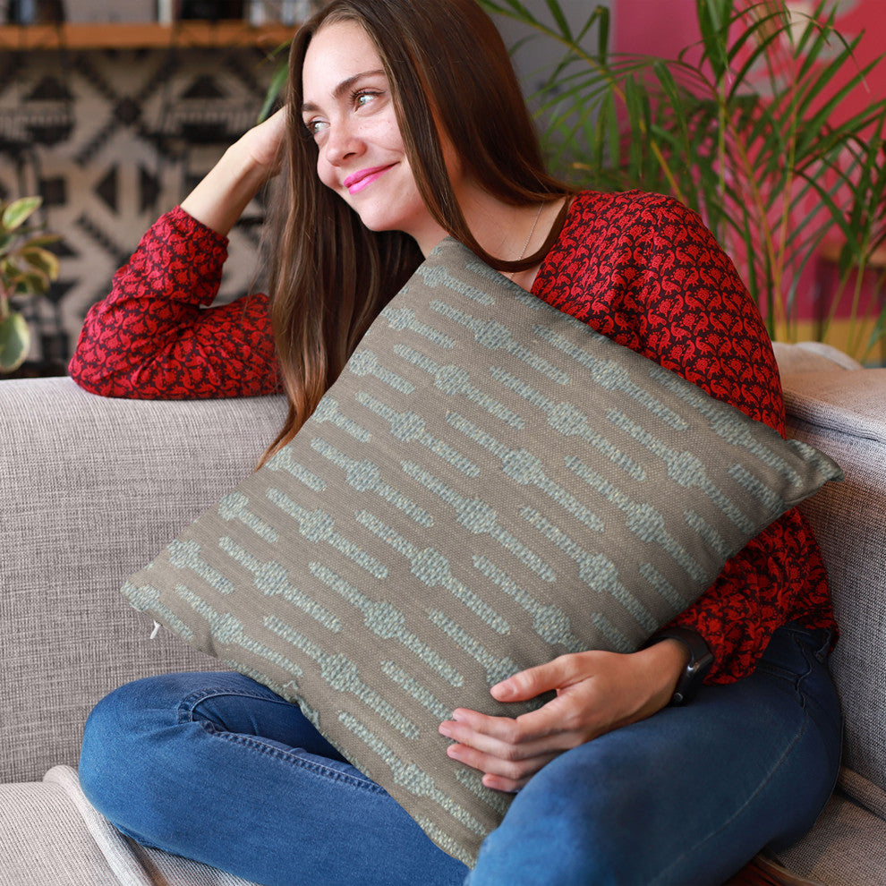 Plutus Blue Needle Stripe Luxury Throw Pillow, 18"x18"