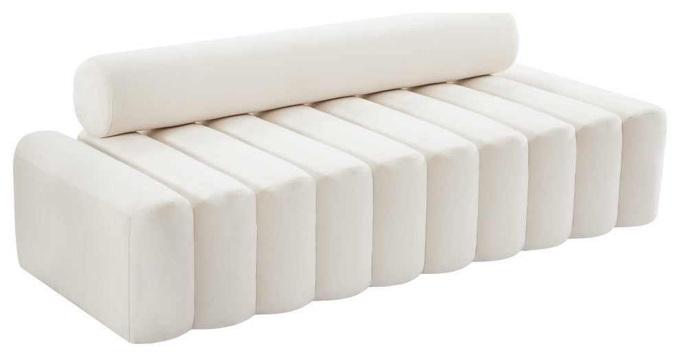 Melody Velvet Upholstered Chair, Cream, Sofa