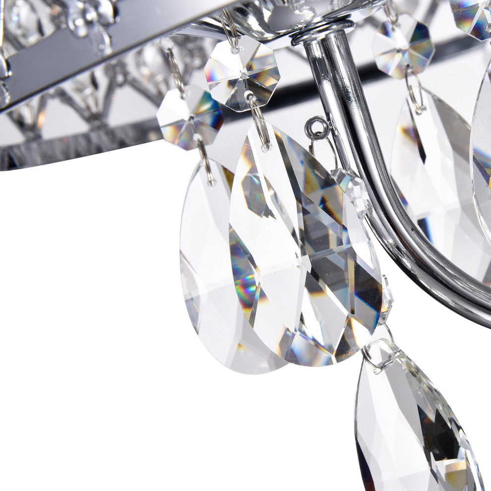 Alice Chrome Finish 4-light Round Crystal Chandelier