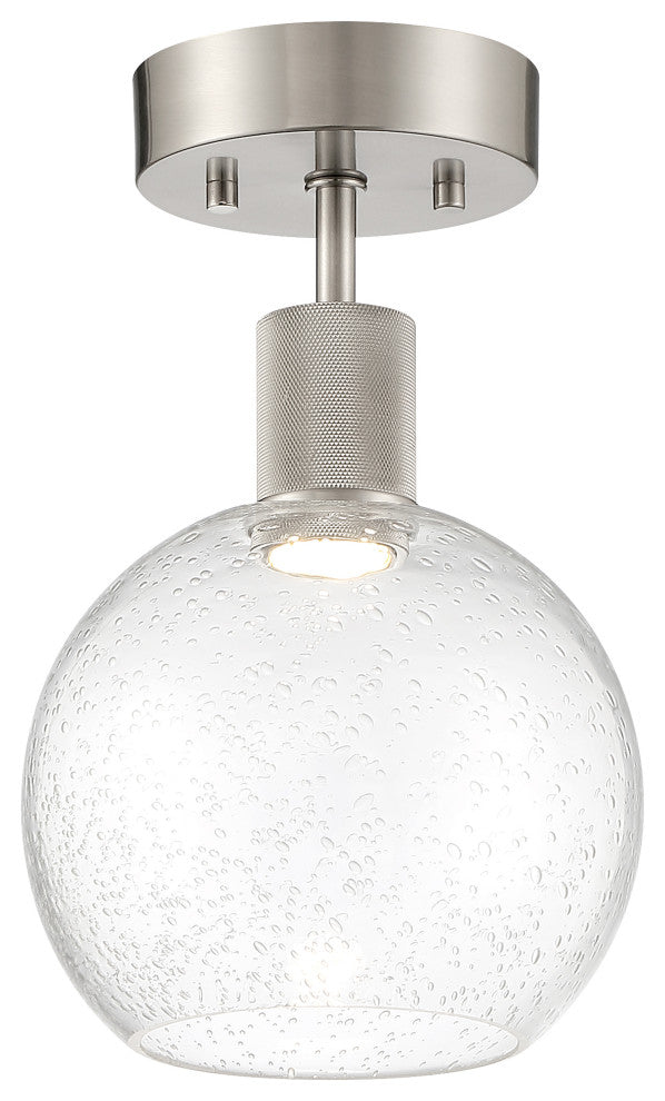 Access Port Nine 1-Light Burgundy LED Semi-Flush Brushed Steel