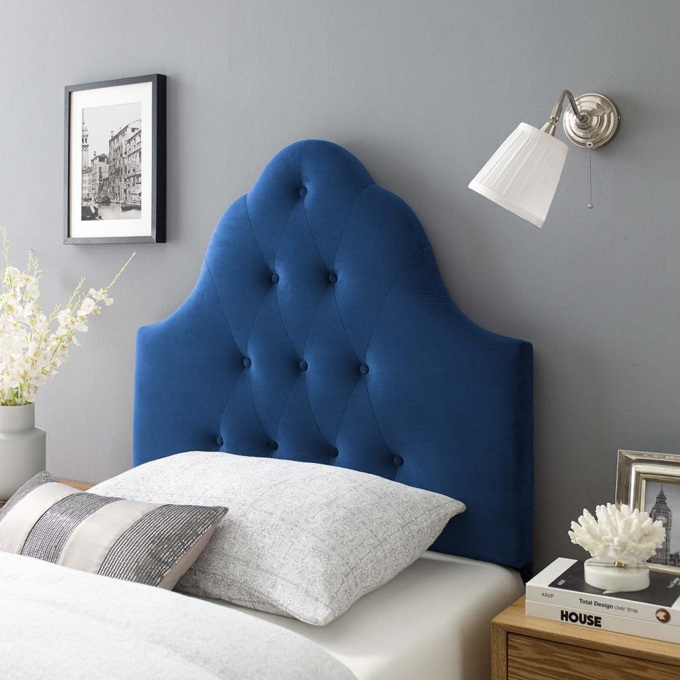 Sovereign Twin Diamond Tufted Performance Velvet Headboard