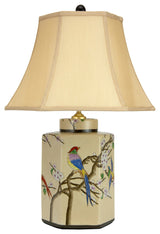 22" Birds and Flowers Porcelain Jar Lamp