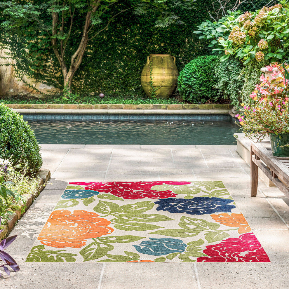 Owen Modern Floral Area Rug, Multi-Color, 8'10" X 12'2"