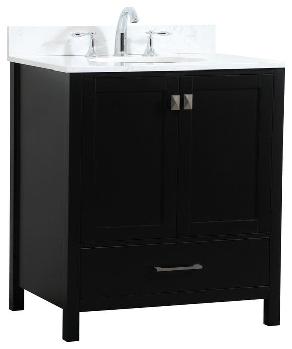 Iris Single Bathroom Vanity, Black, 30", With Backsplash
