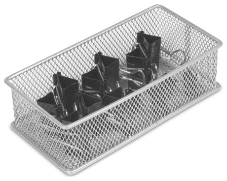 Silver Mesh Desk Drawer Organizer Tray Multipurpose Storage Holder, 3x6x2, 12