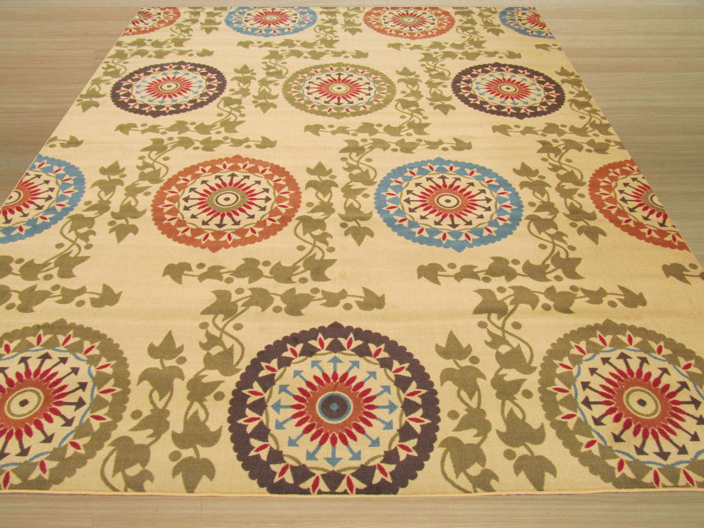 Ivory Transitional Floral Mandana Area Rug
