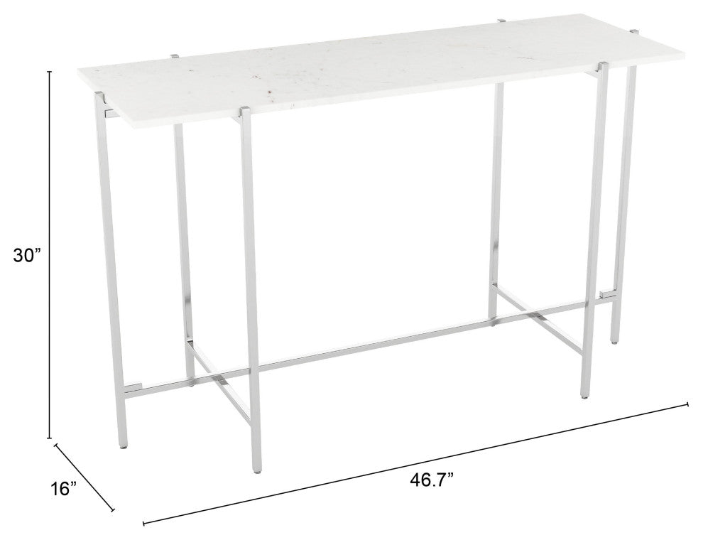 Titan Marble Console Table White & Silver