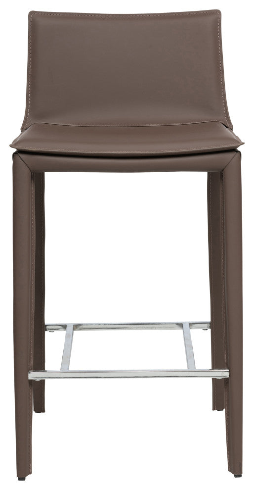 Elite Living Hilton Leather 25.5" Counter Height Bar Stool, Brown