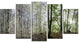 Green Morning in Forest Panorama, Landscape Canvas Art Print, 60"x32", 5 Panels