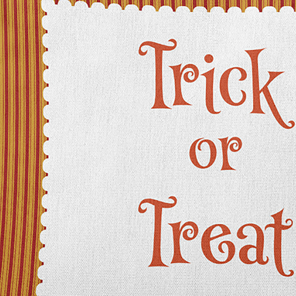 Halloween Trick or Treat Ticking Indoor/Outdoor Throw Pillow, Dark Red, 20"x20"