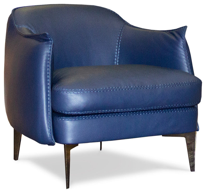 Nativa Interiors Verona Geniune Leather Chair, Blue Navy