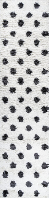 Pere Modern Charcoal Dot Shag, White/Black, 2x10