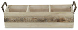 Rectangular Wood Storage, 3-Compartment, Light Brown