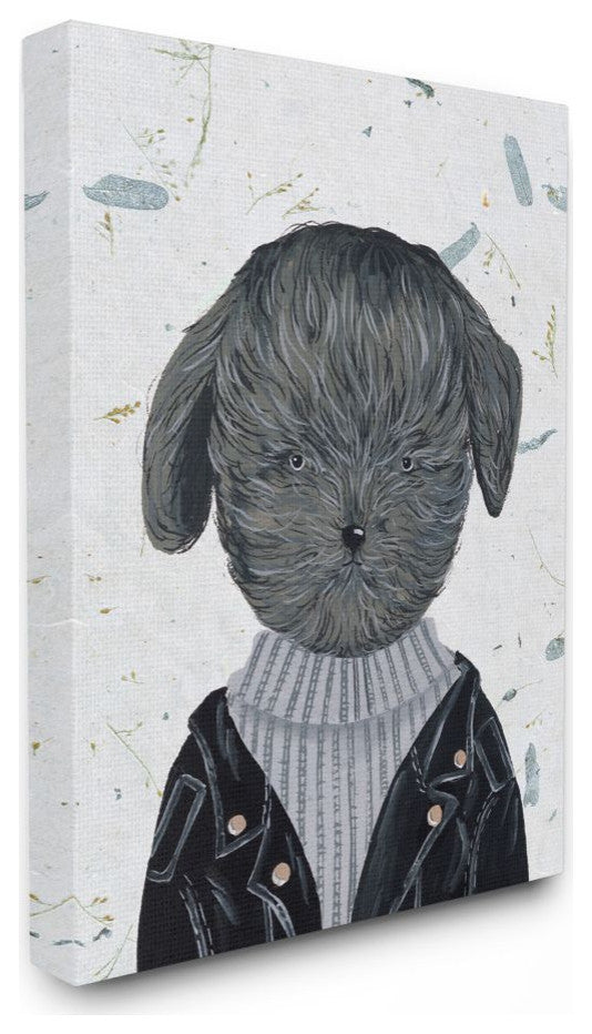Hipster Dog Jacket Poodle Funny Animal Painting, 24"x30"