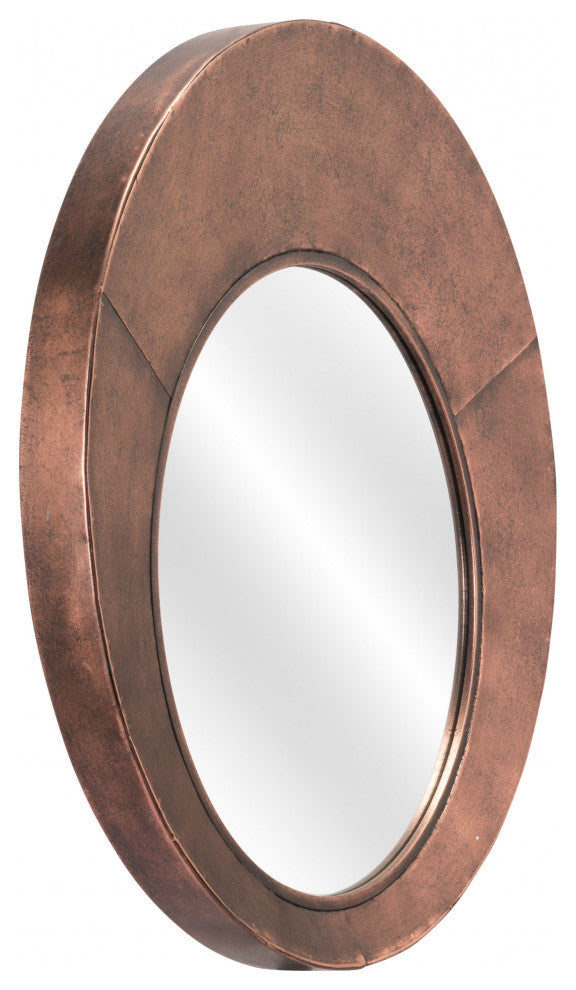 Contemporary Copper Round Mirror