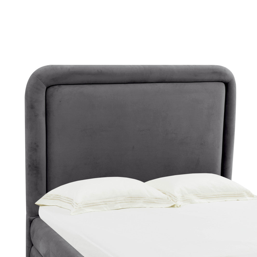 Briella Dark Gray Velvet Bed in King