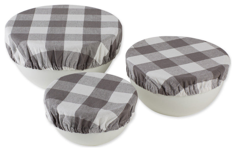 DII Asst Gray Buffalo Check Woven Dish Cover (Set of 3)