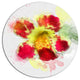 Flower Watercolor With Color Splashes, Floral Disc Metal Wall Art, 23"