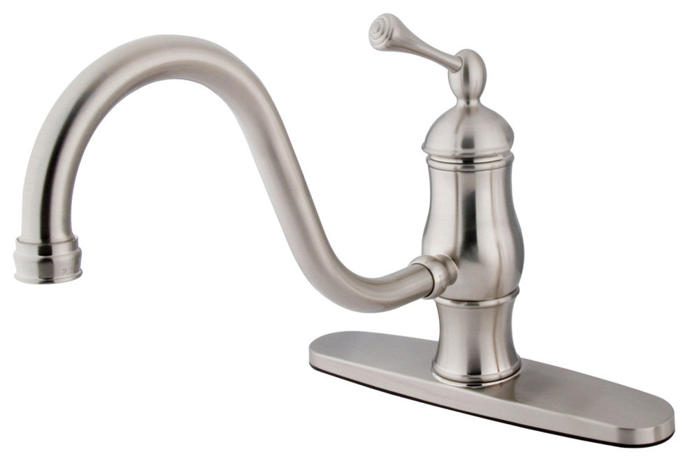 Satin Nickel Heritage Single Handle 8" Centerset Kitchen Faucet KS1578BLLS