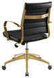 Modern Home Office Work Desk Chair, Faux Vinyl Leather Aluminum, Gold Black