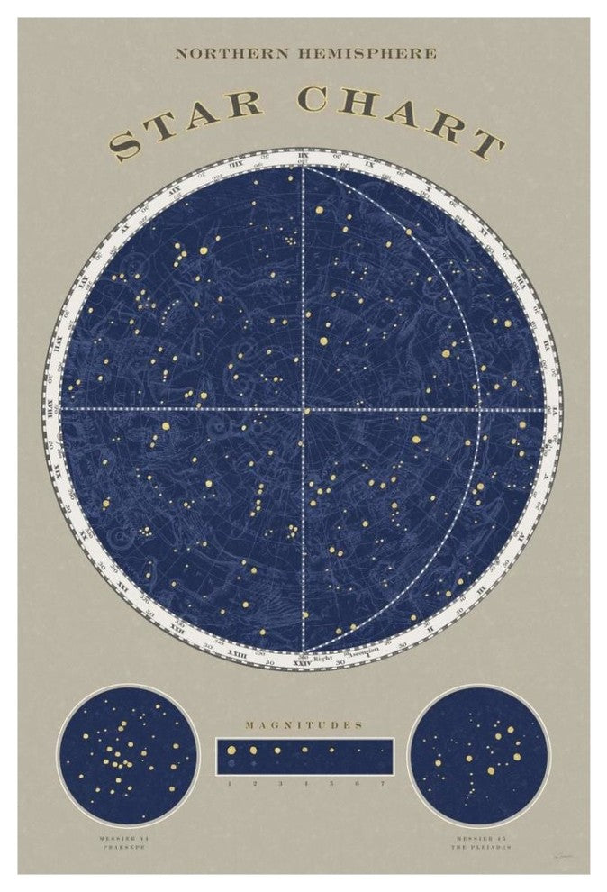 "Northern Star Chart" Digital Paper Print by Sue Schlabach, 14"x20"