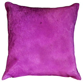 Torino Cowhide Pillow, Fuchsia, 18"x18"
