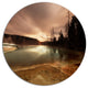 Mountain Lake Under Cloudy Sky, African Landscape Round Wall Art, 11"