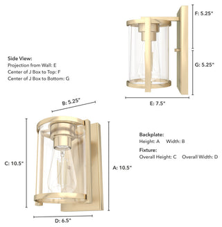 Astwood Alturas Gold 1 Light Sconce Wall Light Fixture