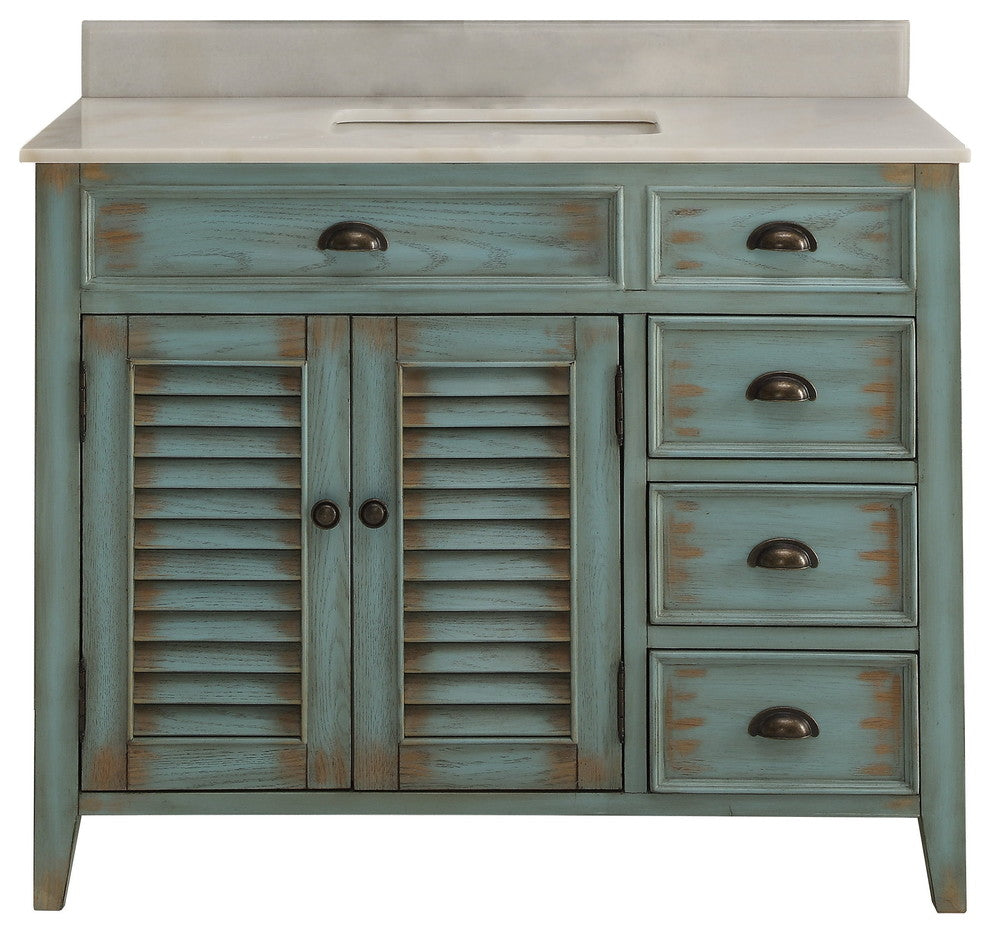 42" Distress Blue Abbeville Bathroom Sink Vanity