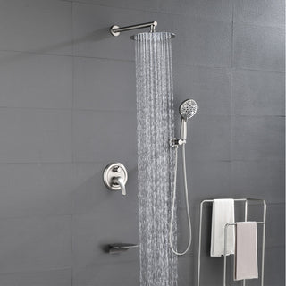 Waterfall Tub Spout Shower System, Handheld Shower Head, Brushed Nickel