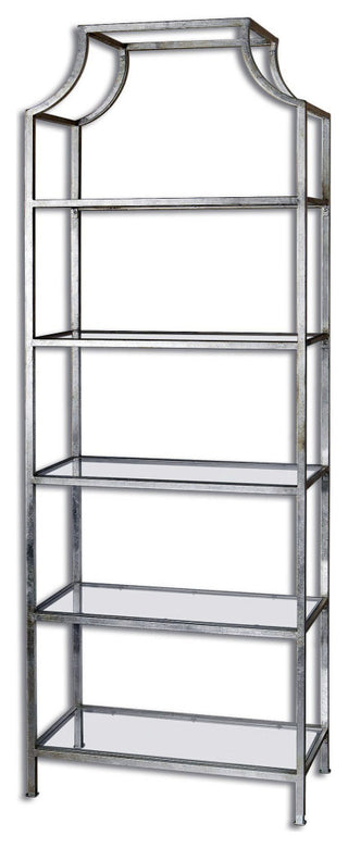 Uttermost 24514 Aurelie 84" x 30" Shelving Unit - Silver Leaf